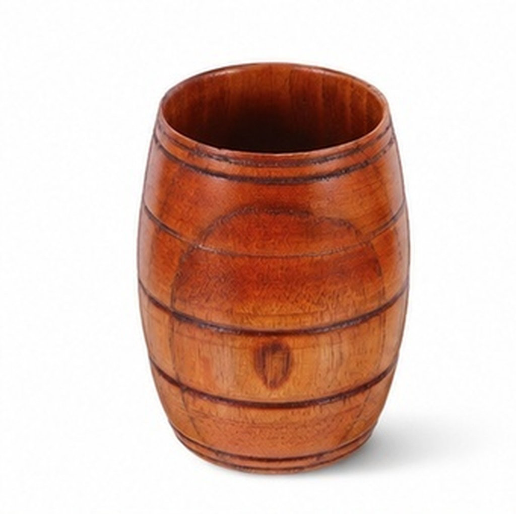 Coffee Tea Drink - Wooden Barrel Beer Mug Natural Wood