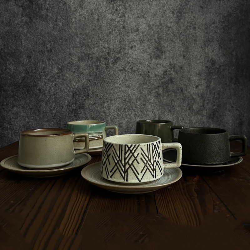 Retro Stoneware Coffee Cup & S - Espresso Cup Saucer recension och pris