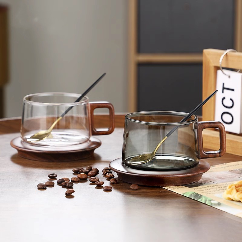 Wood Handle Coffee Mug With Sp - Espresso Cup Saucer recension och pris