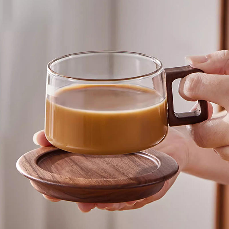 Wood Handle Coffee Mug With Sp - Espresso Cup Saucer recension och pris