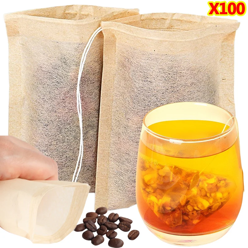 100Pcs Teabags with Drawstring - Coffee Leaves Tea recension och pris