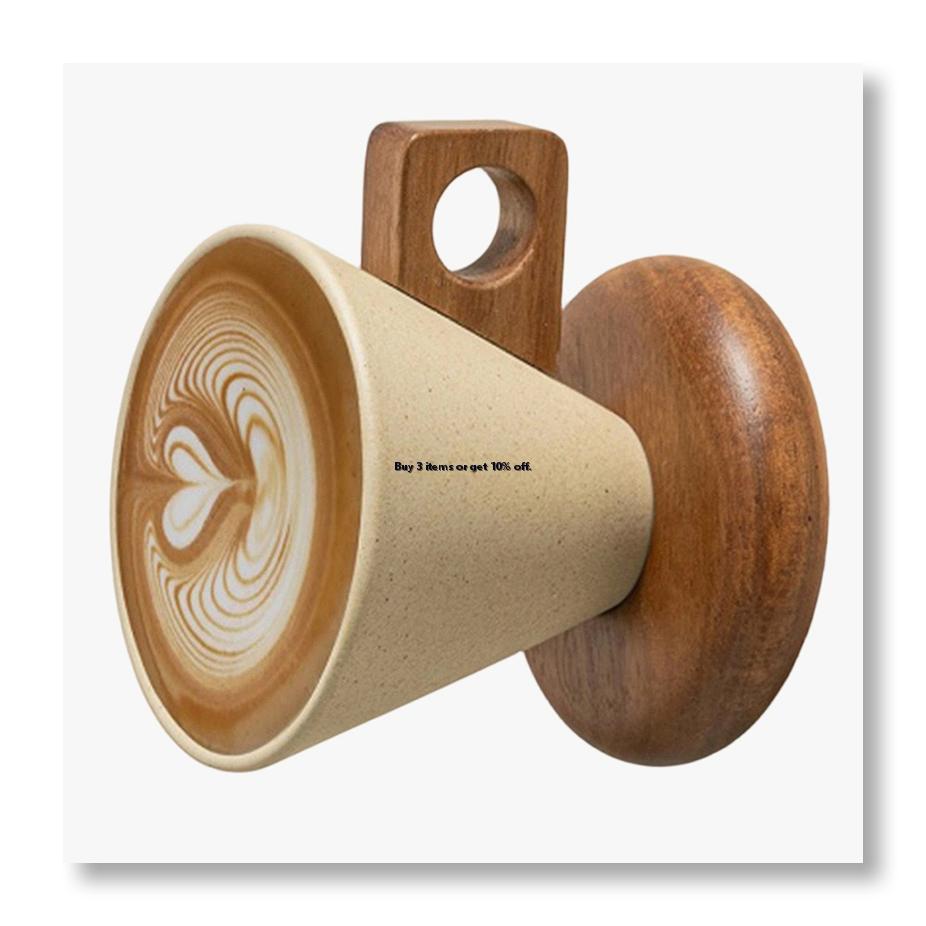 Ceramic Coffee Cup& Wood Base  - Coffee Tea & Company recension och pris