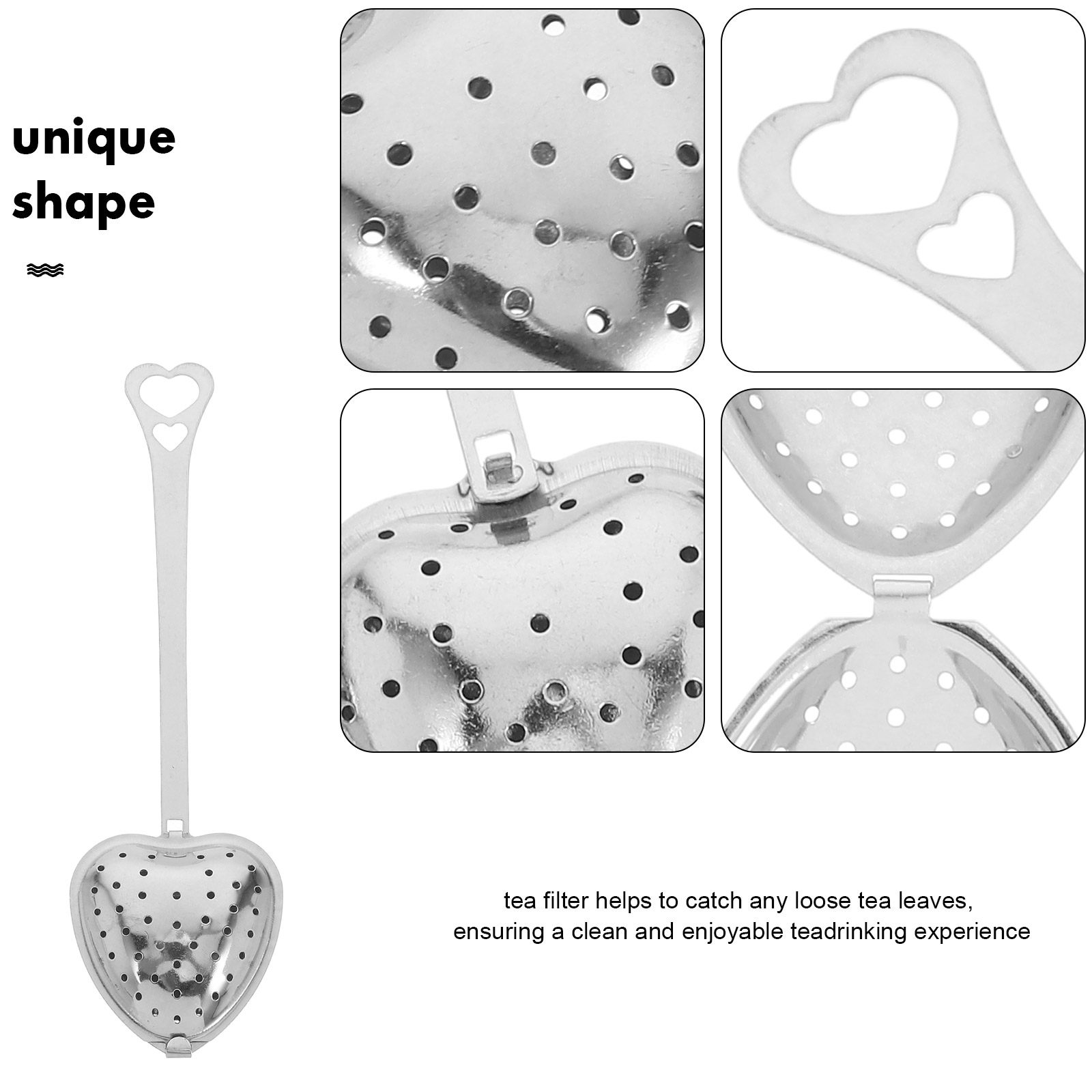 6Pcs Stainless Steel Heart Tea - Coffee Leaves Tea recension och pris