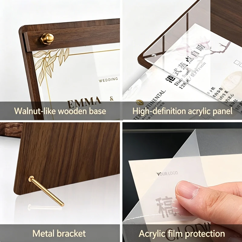 Custom A4 A5 Wood‑Grain Acryli - Coffee Tea Menu recension och pris