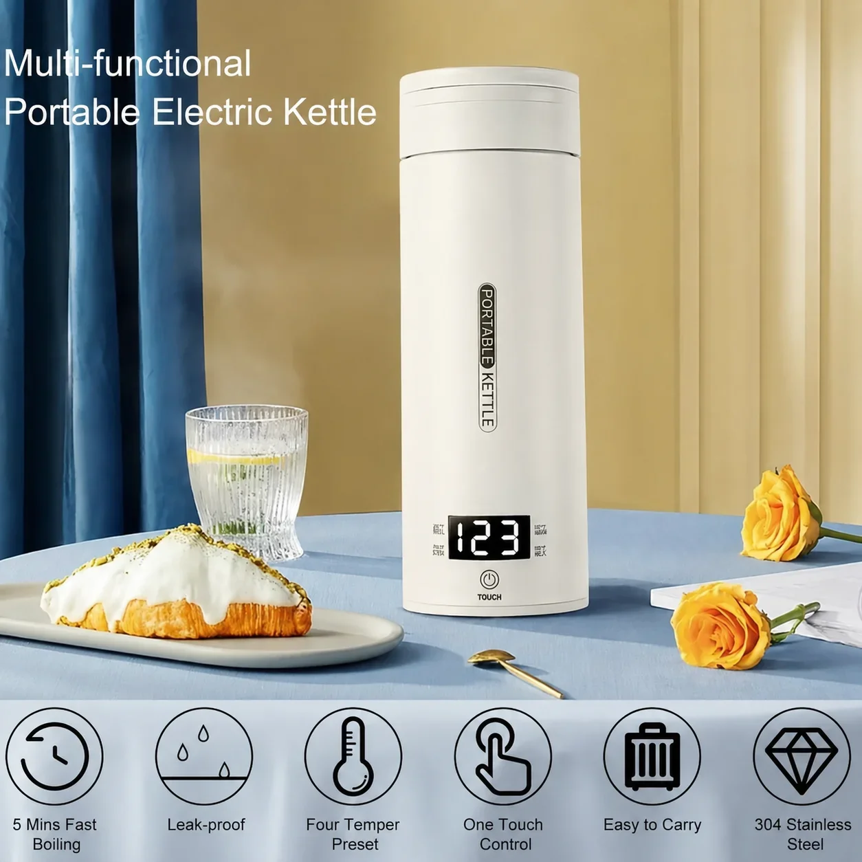450ML Electric Kettles Portabl - Coffee Tea Menu recension och pris