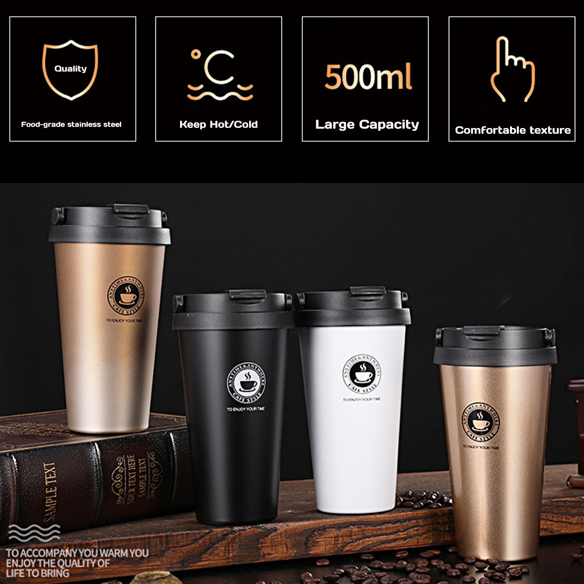 Insulated Travel Coffee Mug 16 - Double Wall Mug recension och pris